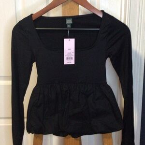 Wild Fable Black Square Neck Peplum Blouse